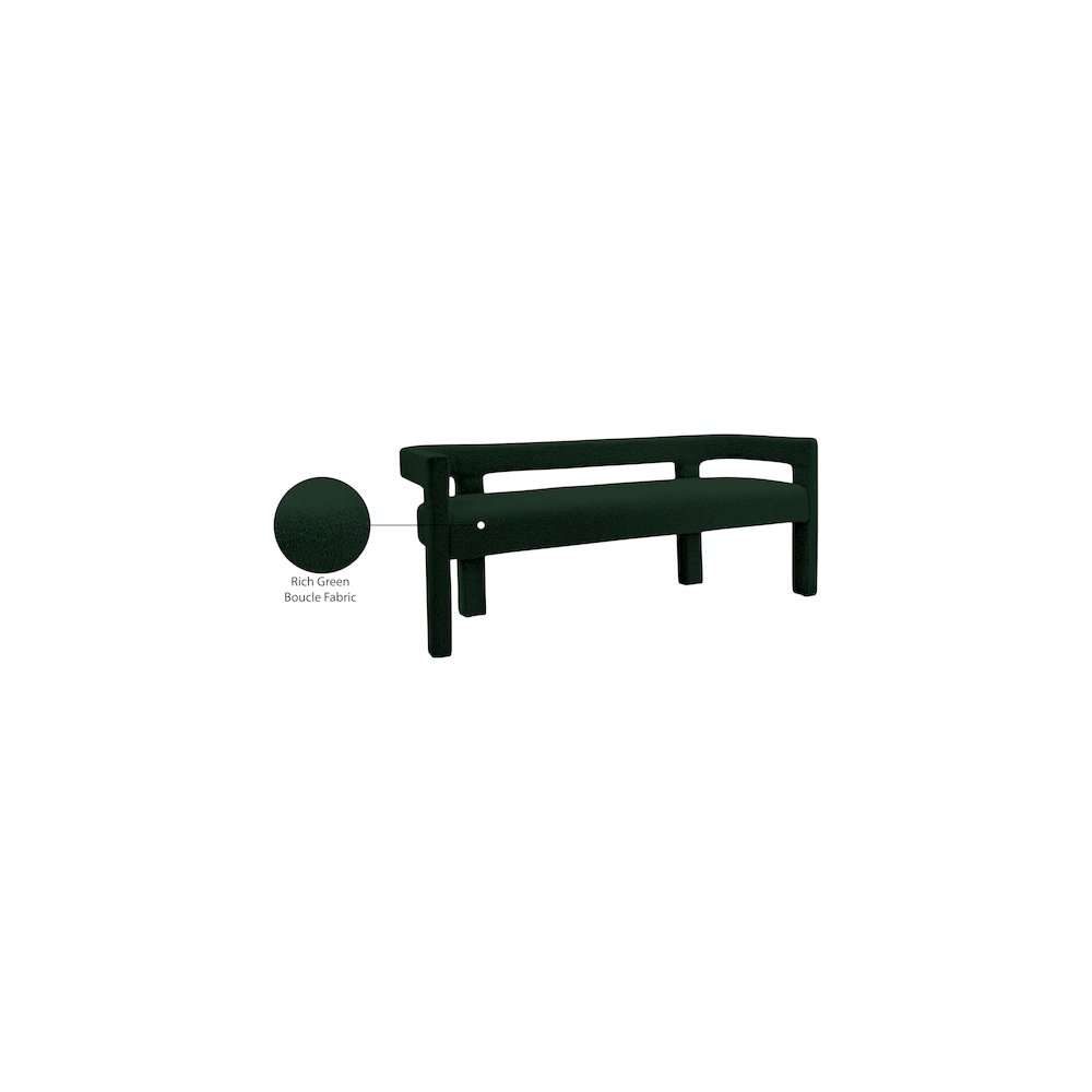 Athena Green Boucle Fabric Bench