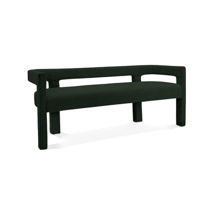 Athena Green Boucle Fabric Bench