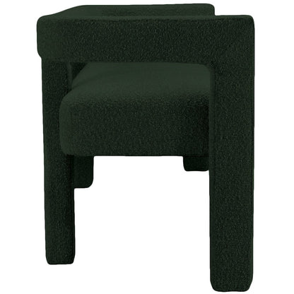 Athena Green Boucle Fabric Bench