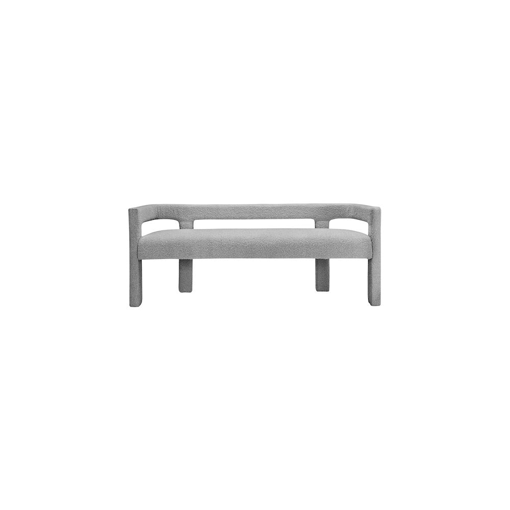 Athena Grey Boucle Fabric Bench