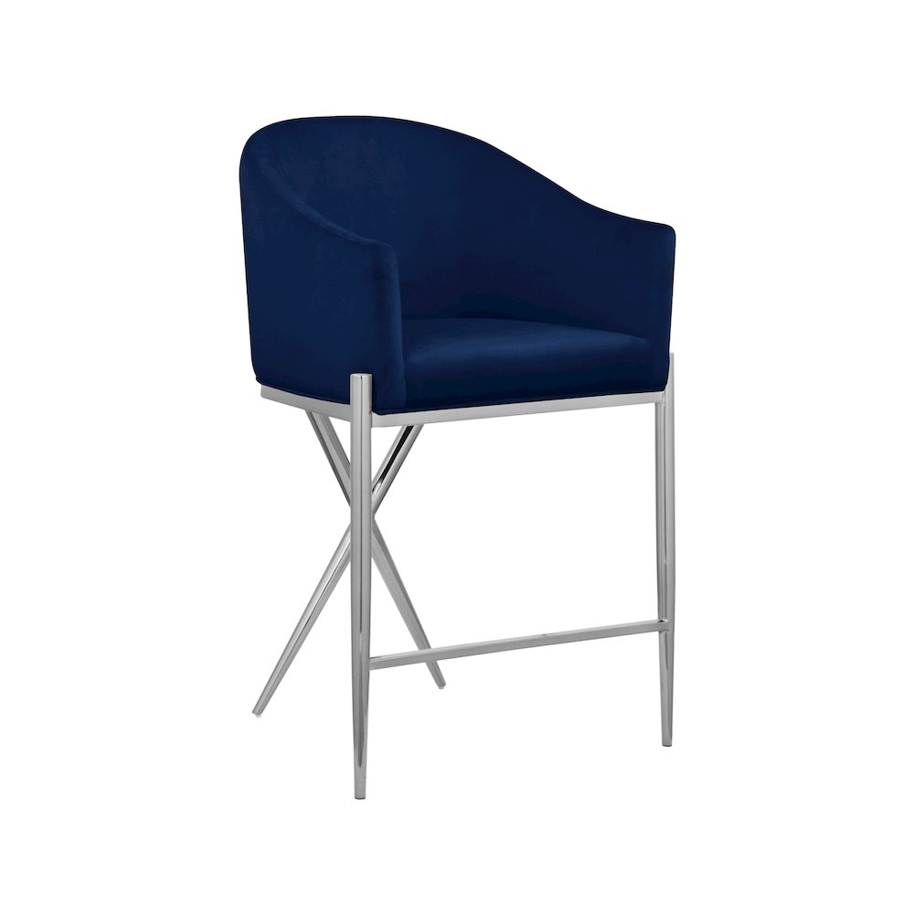 Xavier Navy Velvet Counter Stool