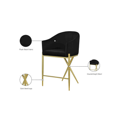 Xavier Black Velvet Counter Stool