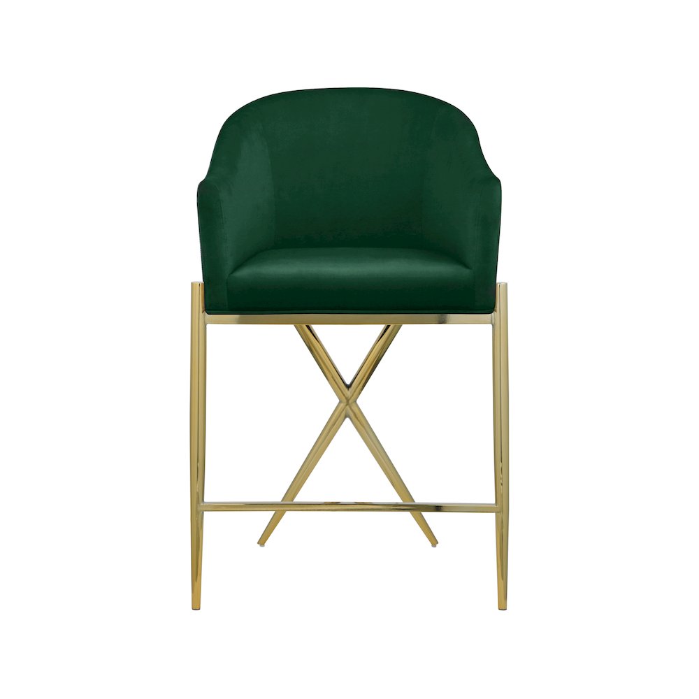Xavier Green Velvet Counter Stool
