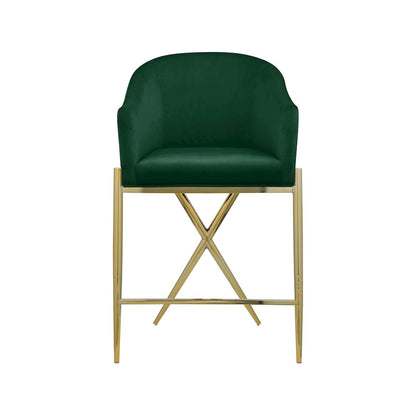 Xavier Green Velvet Counter Stool