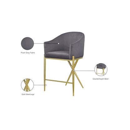 Xavier Grey Velvet Counter Stool