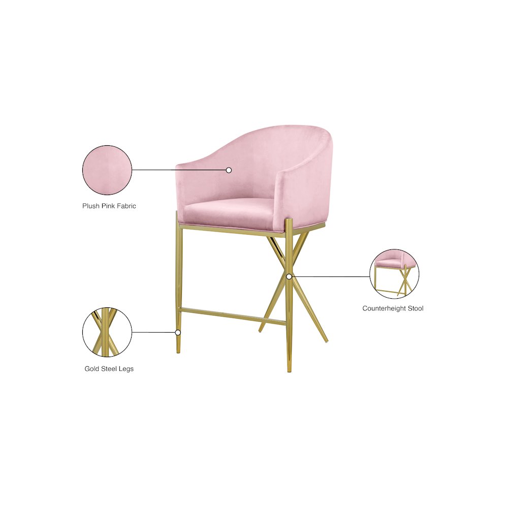 Xavier Pink Velvet Counter Stool