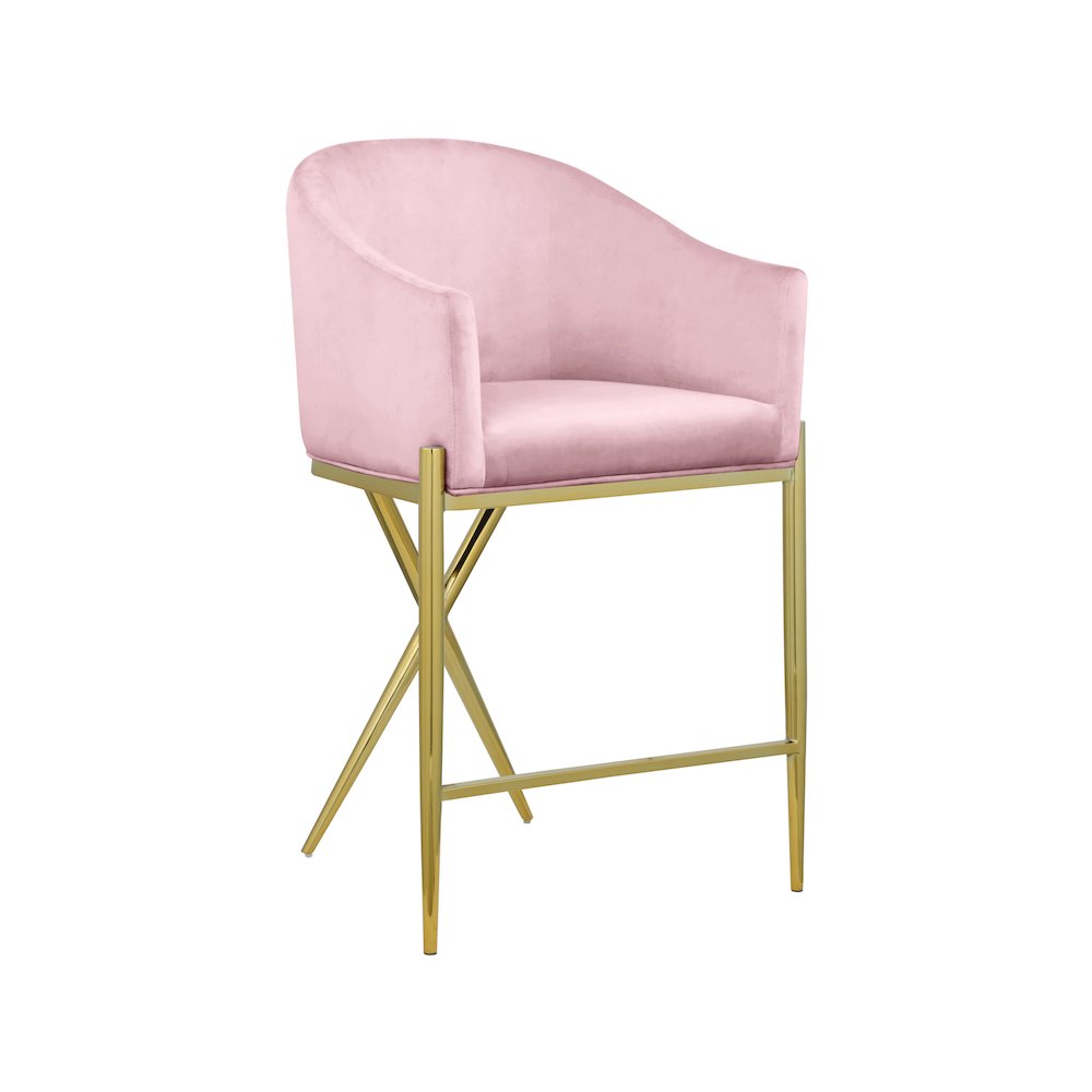 Xavier Pink Velvet Counter Stool
