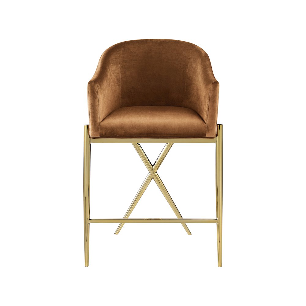 Xavier Saddle Velvet Counter Stool