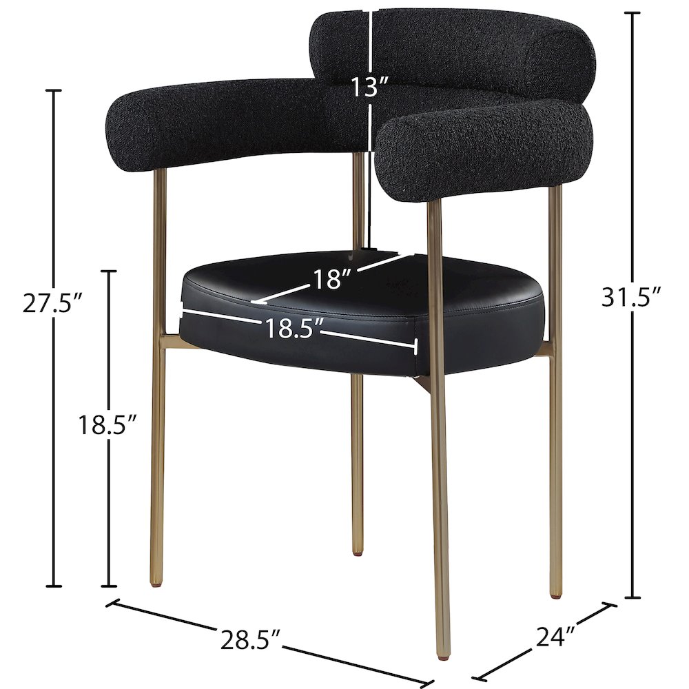 Blake Black Vegan Leather / Boucle Fabric Dining Chair, Set of 2
