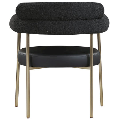 Blake Black Vegan Leather / Boucle Fabric Dining Chair, Set of 2
