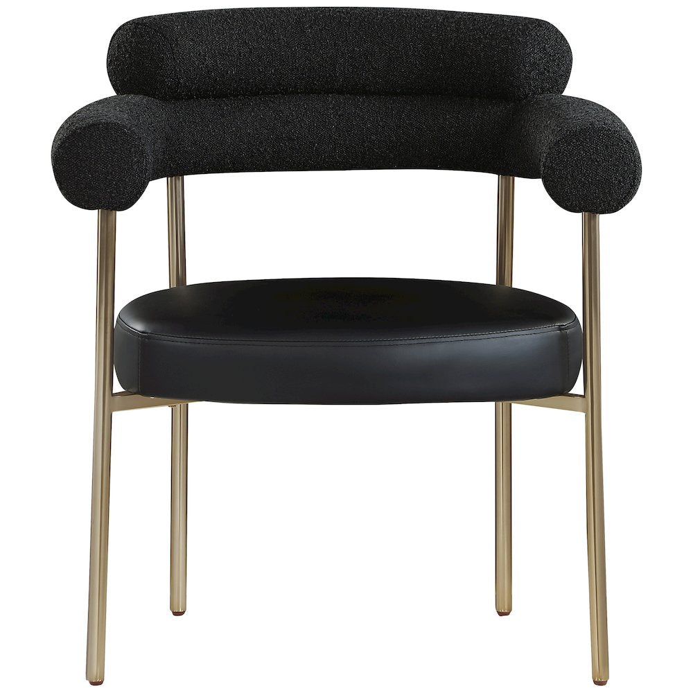 Blake Black Vegan Leather / Boucle Fabric Dining Chair, Set of 2