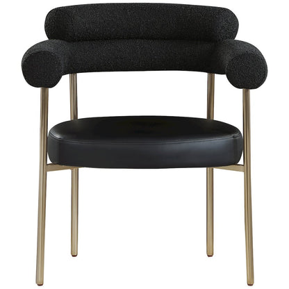 Blake Black Vegan Leather / Boucle Fabric Dining Chair, Set of 2