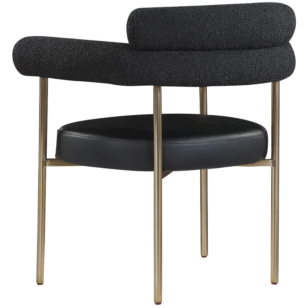 Blake Black Vegan Leather / Boucle Fabric Dining Chair, Set of 2