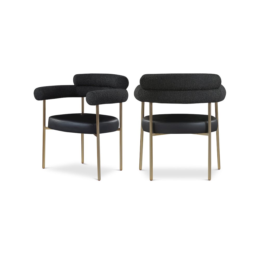 Blake Black Vegan Leather / Boucle Fabric Dining Chair, Set of 2