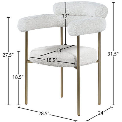 Blake Cream Boucle Fabric Dining Chair, Set of 2