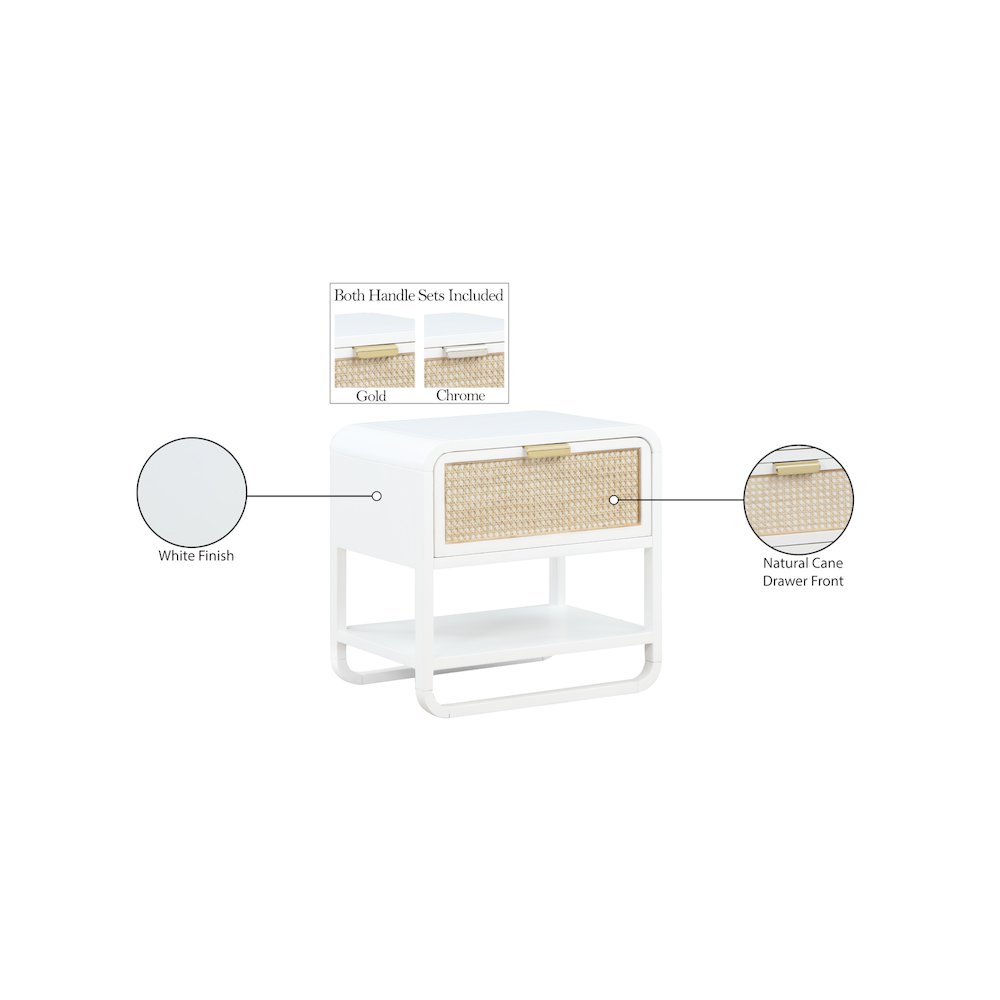 Sage White Wood Veneer Night Stand