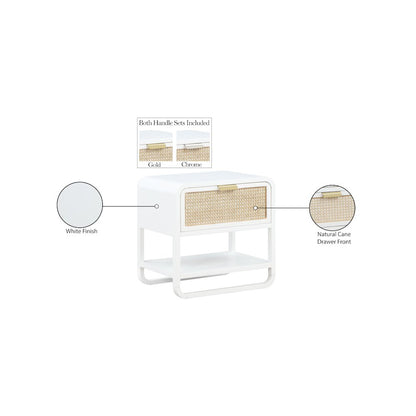 Sage White Wood Veneer Night Stand