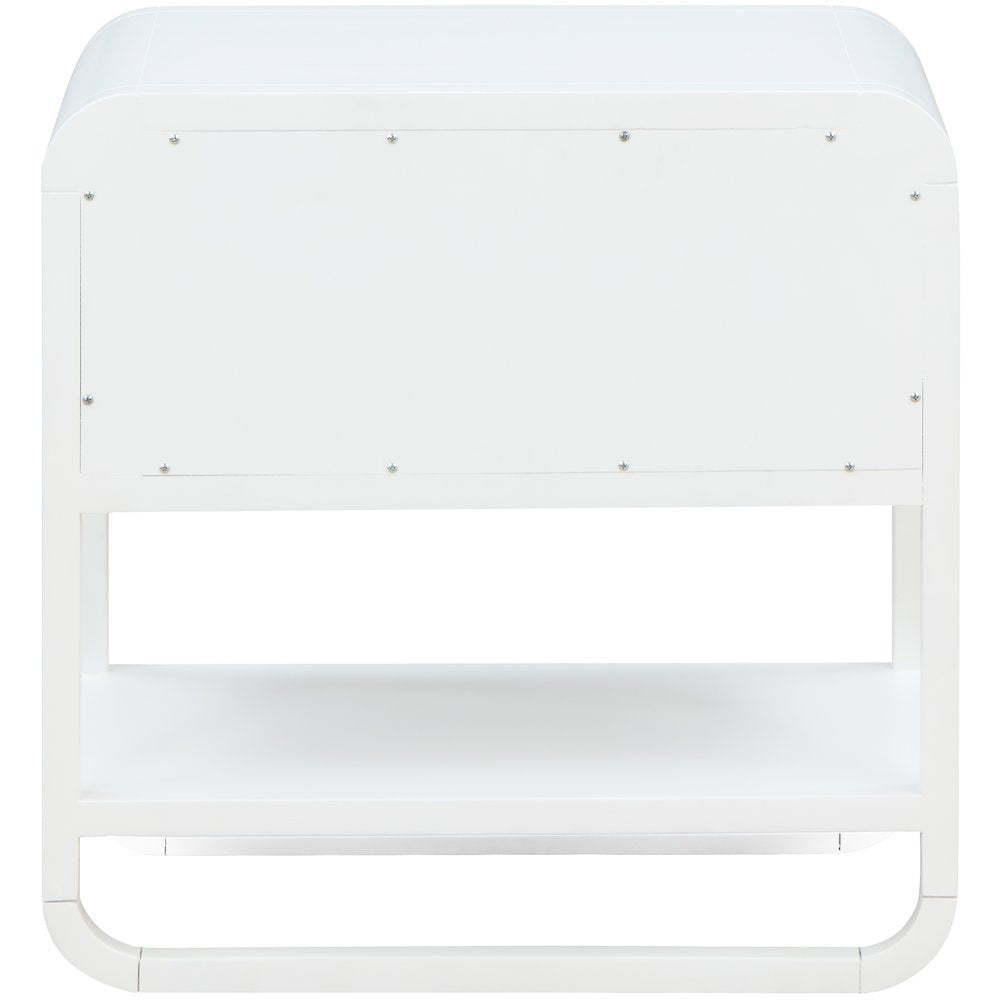 Sage White Wood Veneer Night Stand