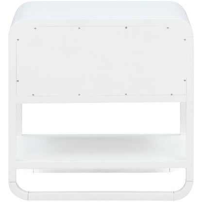 Sage White Wood Veneer Night Stand