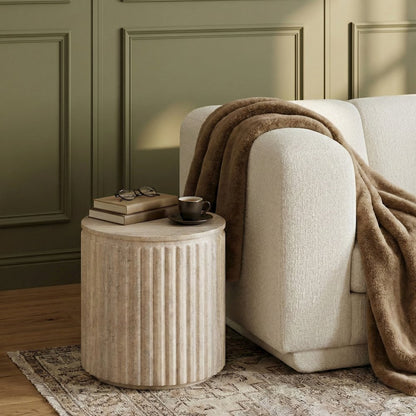 Catania Travertine Concrete Indoor/Outdoor End Table