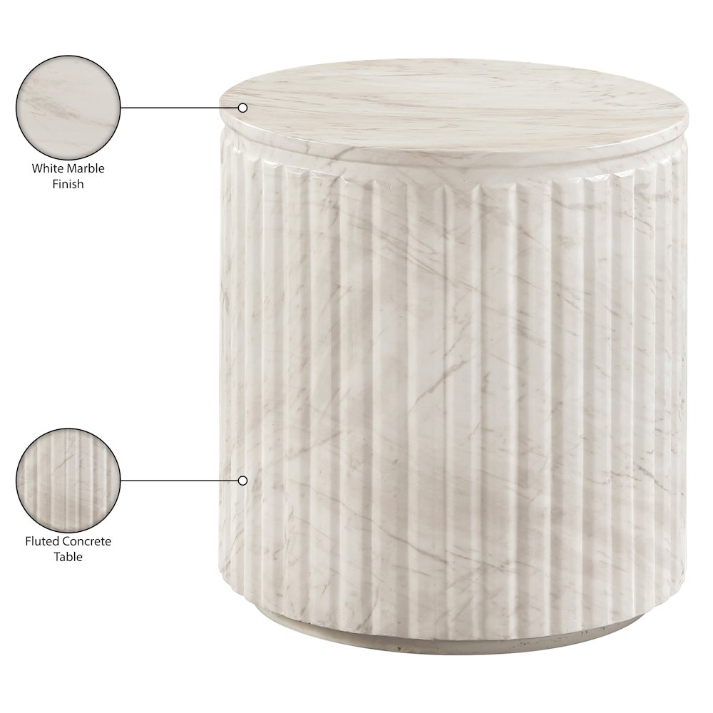Catania White Concrete Indoor/Outdoor End Table