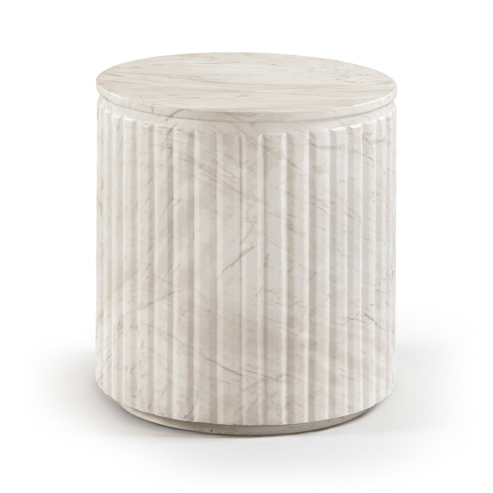 Catania White Concrete Indoor/Outdoor End Table