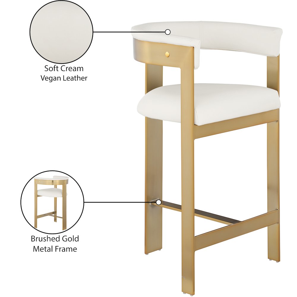 Romeo Cream Vegan Leather Counter Stool, Set of 2