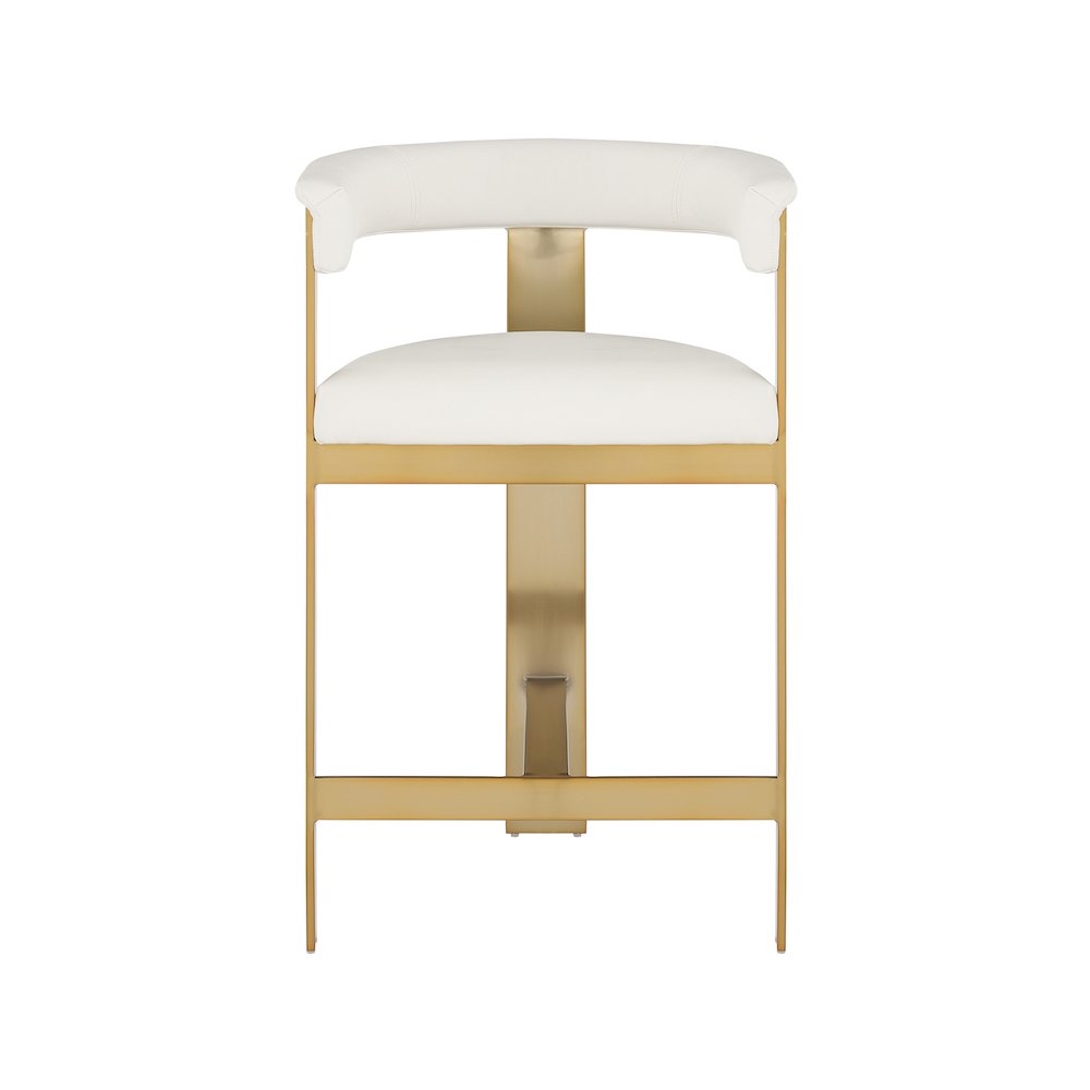 Romeo Cream Vegan Leather Counter Stool, Set of 2
