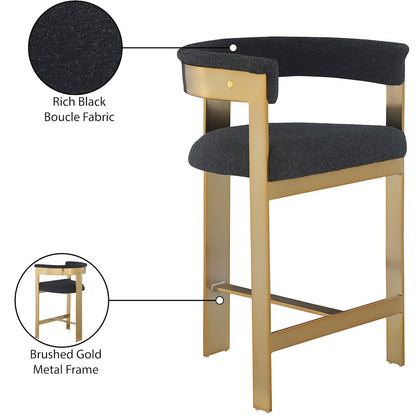 Romeo Black Boucle Fabric Counter Stool, Set of 2