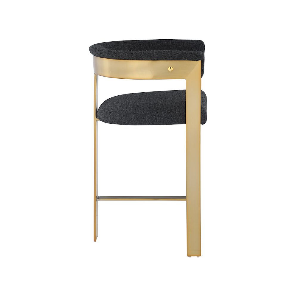 Romeo Black Boucle Fabric Counter Stool, Set of 2