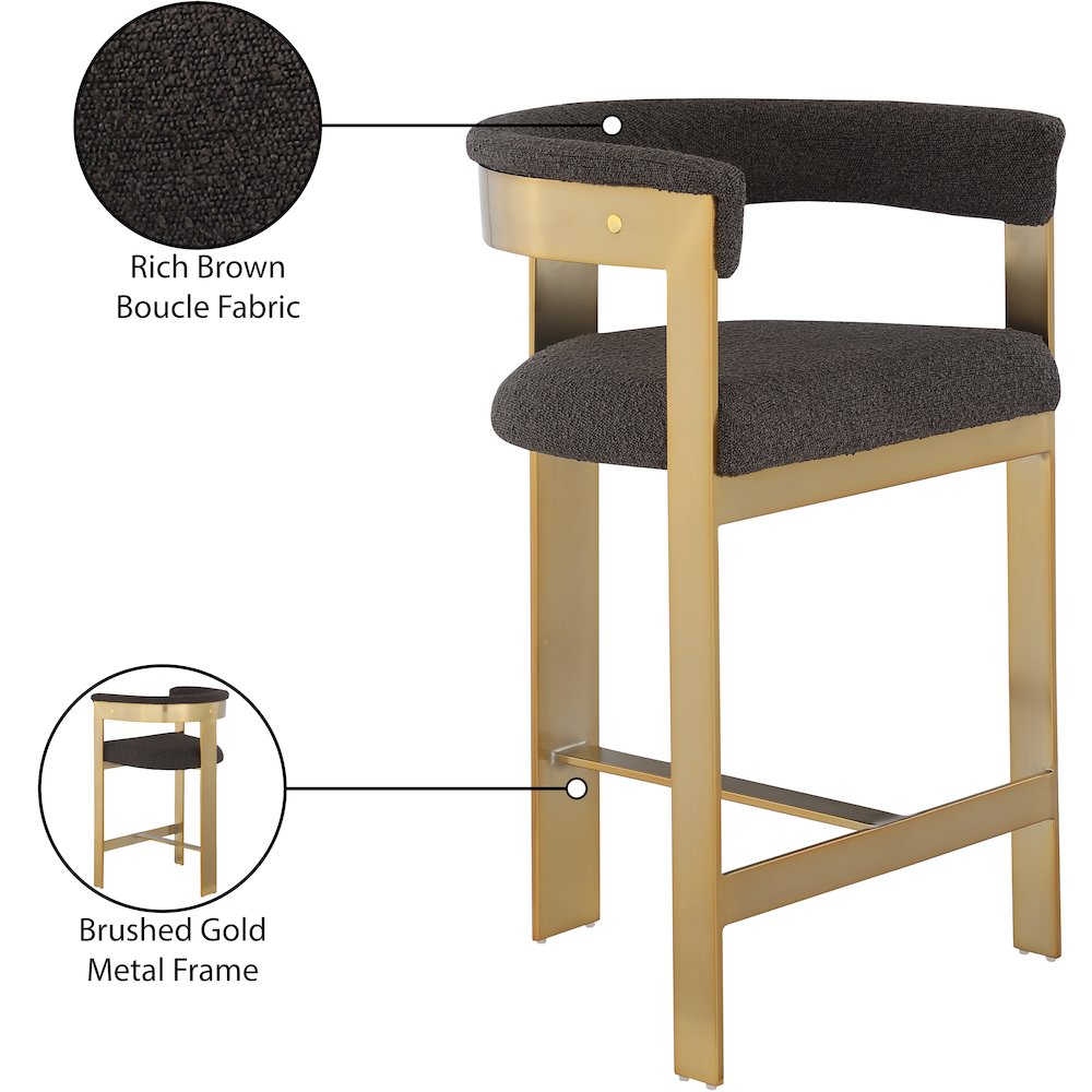 Romeo Brown Boucle Fabric Counter Stool, Set of 2