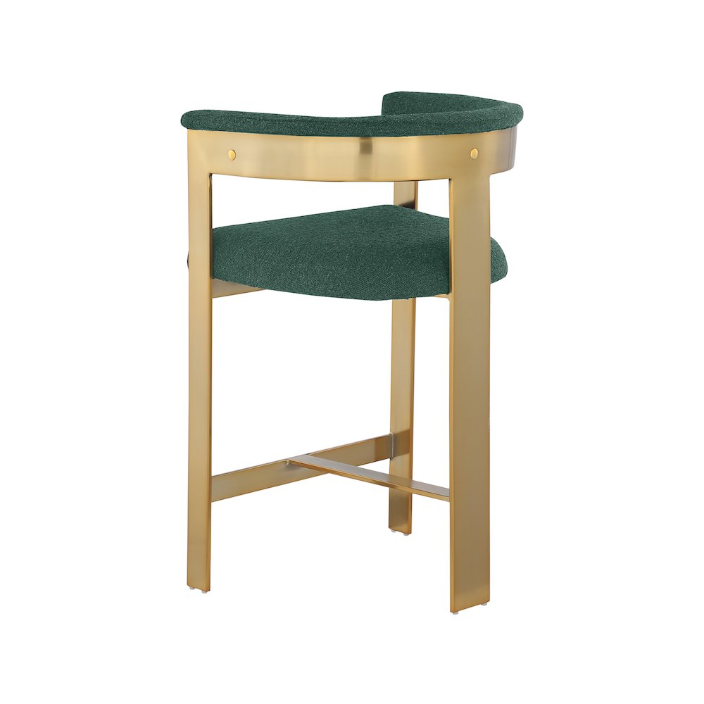 Romeo Green Boucle Fabric Counter Stool, Set of 2