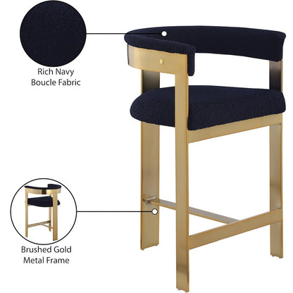 Romeo Navy Boucle Fabric Counter Stool, Set of 2