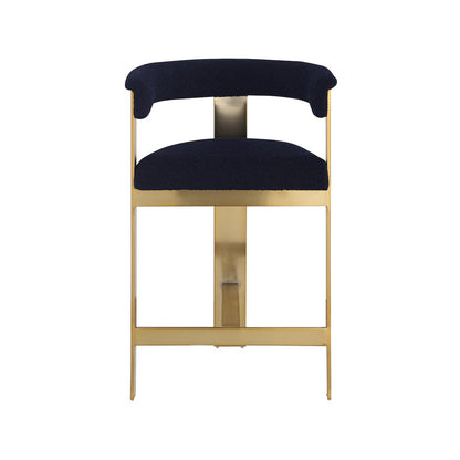 Romeo Navy Boucle Fabric Counter Stool, Set of 2