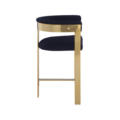 Romeo Navy Boucle Fabric Counter Stool, Set of 2
