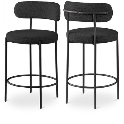 Beacon Black Boucle Fabric Stool, Set of 2
