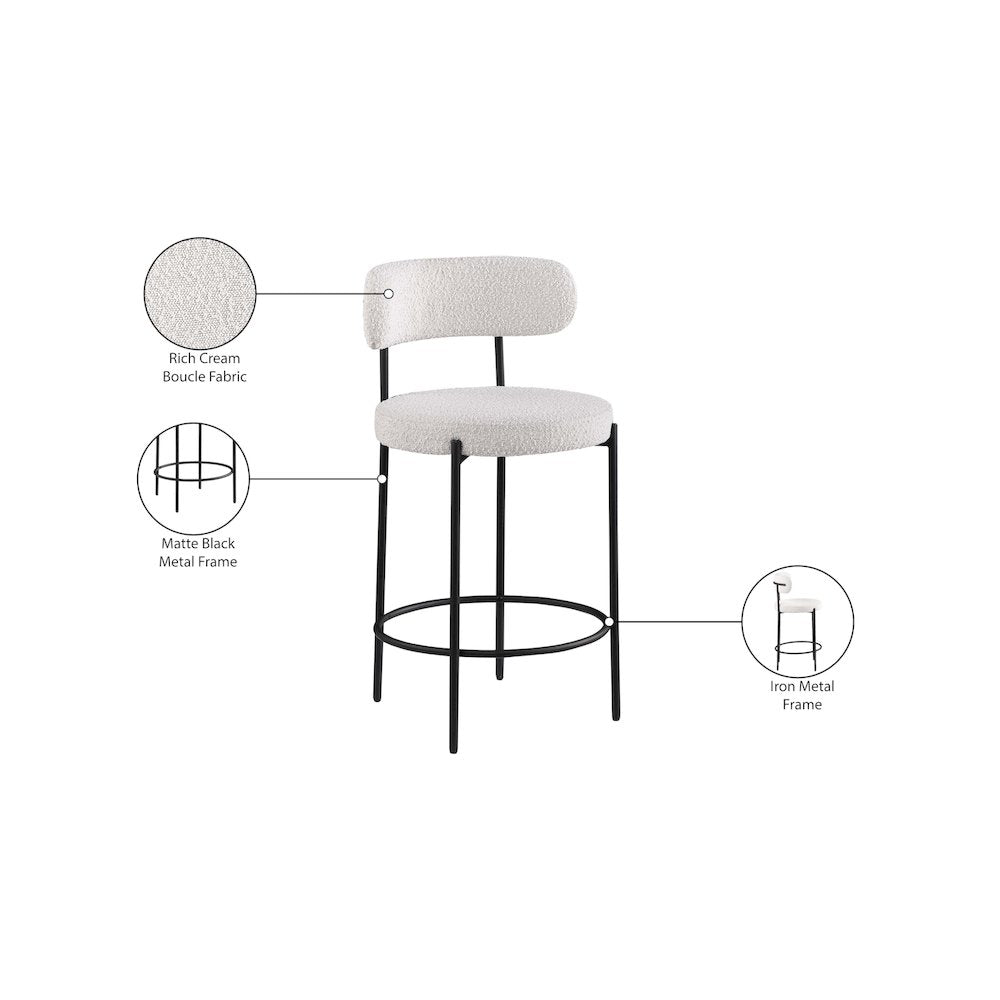Beacon Cream Boucle Fabric Stool, Set of 2