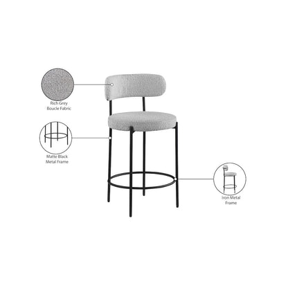 Beacon Grey Boucle Fabric Stool, Set of 2