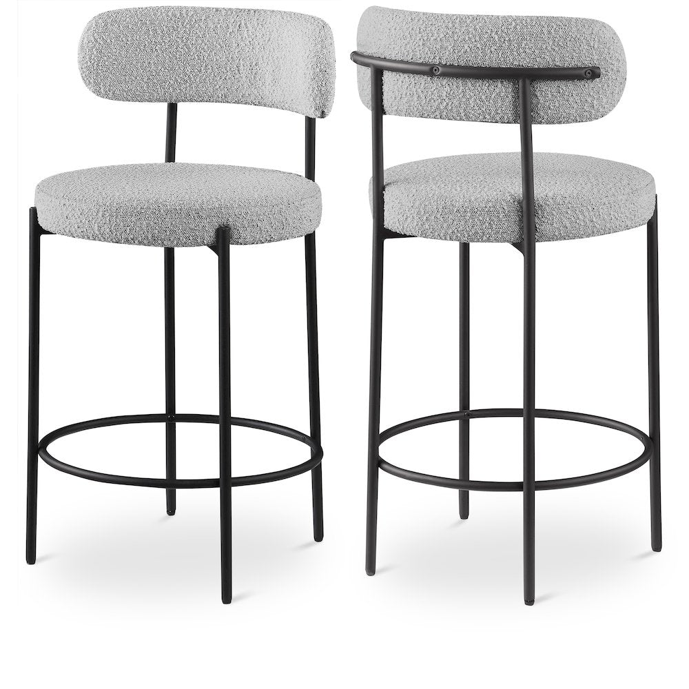 Beacon Grey Boucle Fabric Stool, Set of 2