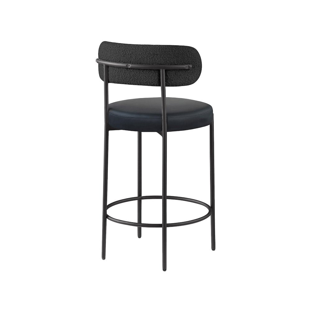 Beacon Black Vegan Leather Seat Stool, Set of 2