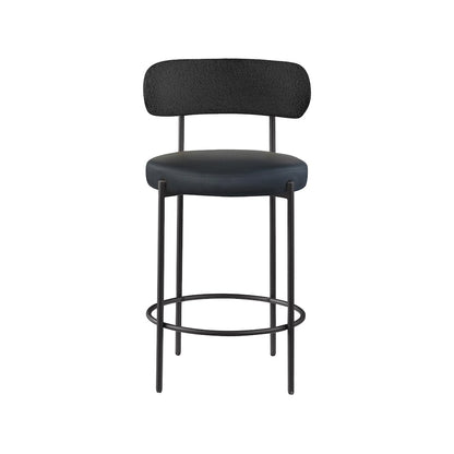 Beacon Black Vegan Leather Seat Stool, Set of 2