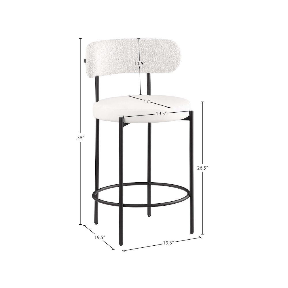 Beacon Cream Vegan Leather Seat Stool, Set of 2