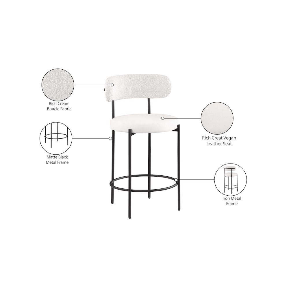 Beacon Cream Vegan Leather Seat Stool, Set of 2