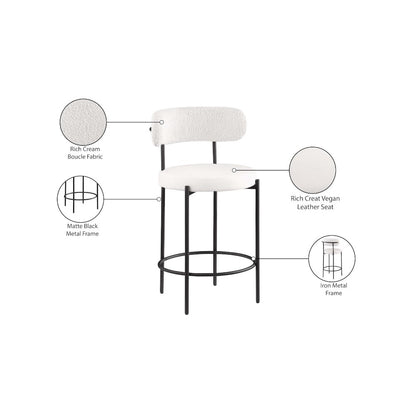 Beacon Cream Vegan Leather Seat Stool, Set of 2