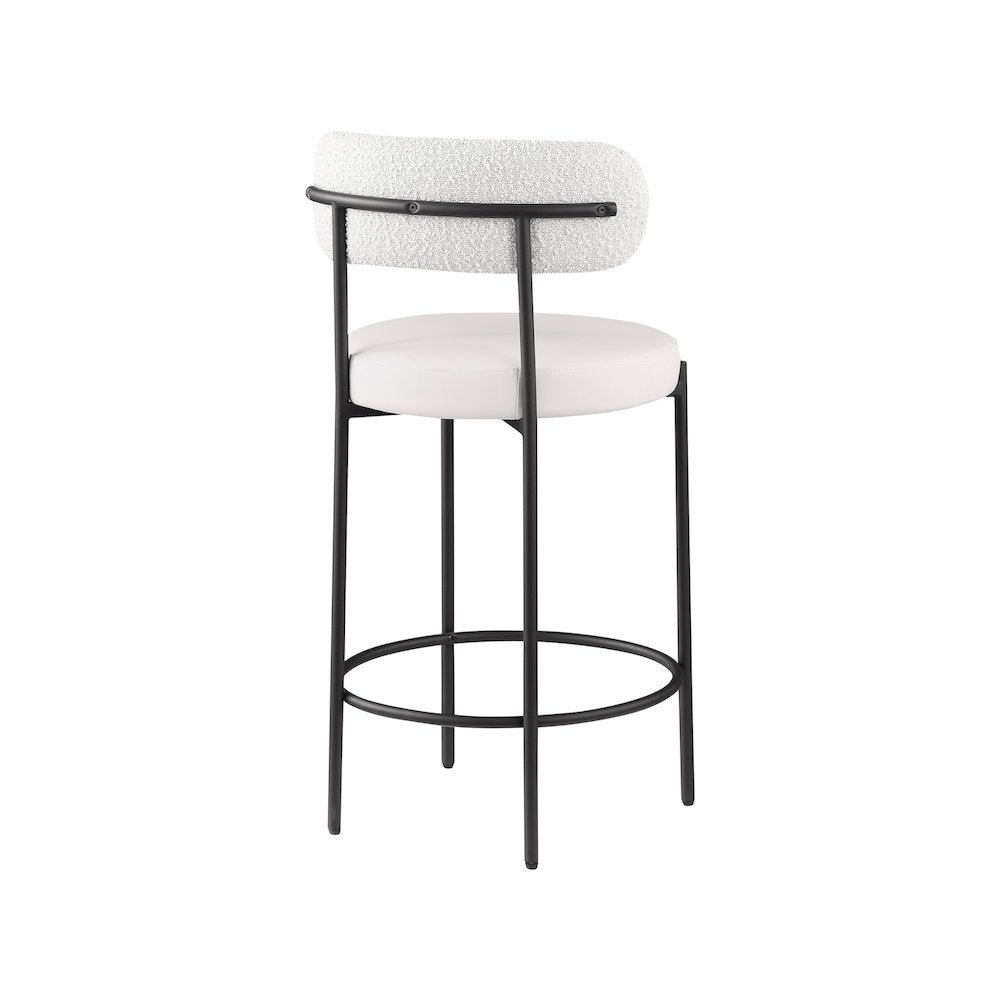 Beacon Cream Vegan Leather Seat Stool, Set of 2