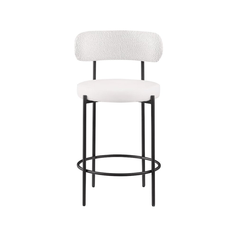 Beacon Cream Vegan Leather Seat Stool, Set of 2