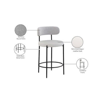 Beacon Taupe Vegan Leather Seat Stool, Set of 2