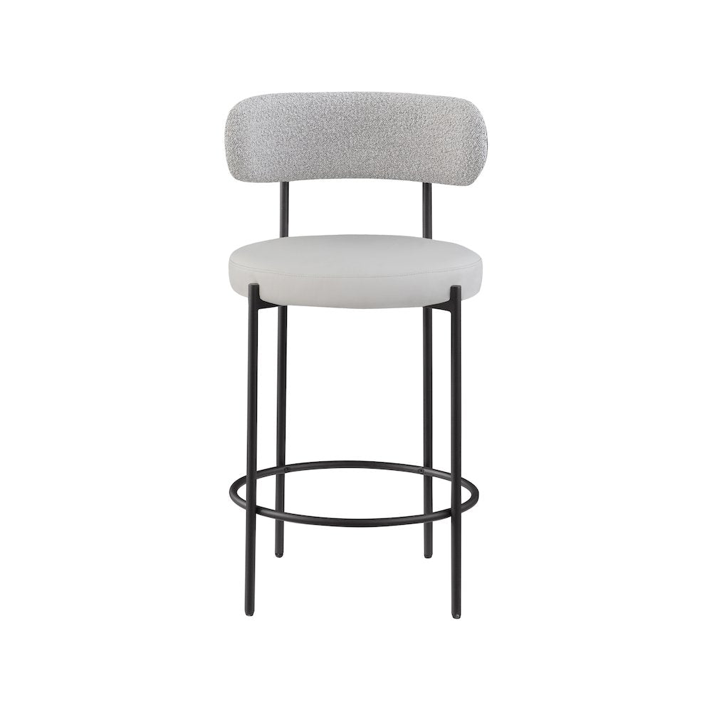 Beacon Taupe Vegan Leather Seat Stool, Set of 2