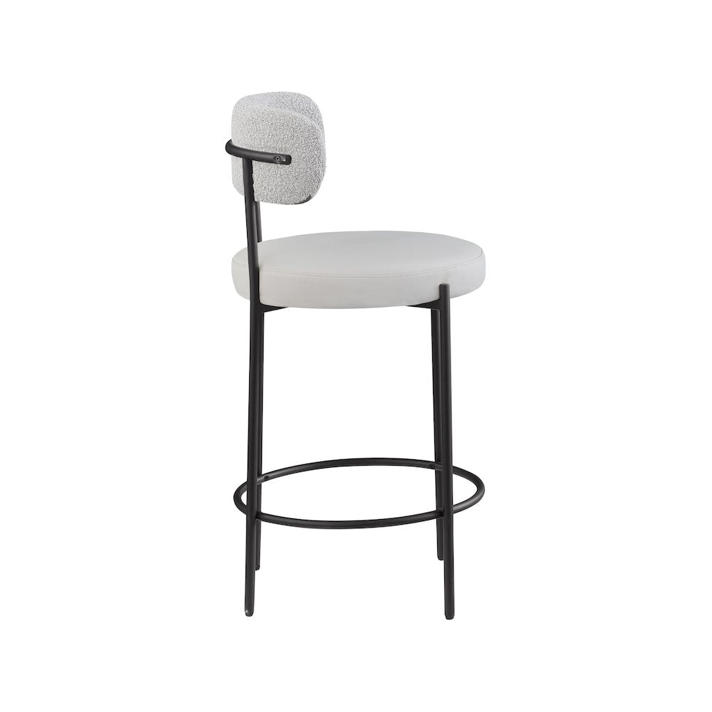 Beacon Taupe Vegan Leather Seat Stool, Set of 2
