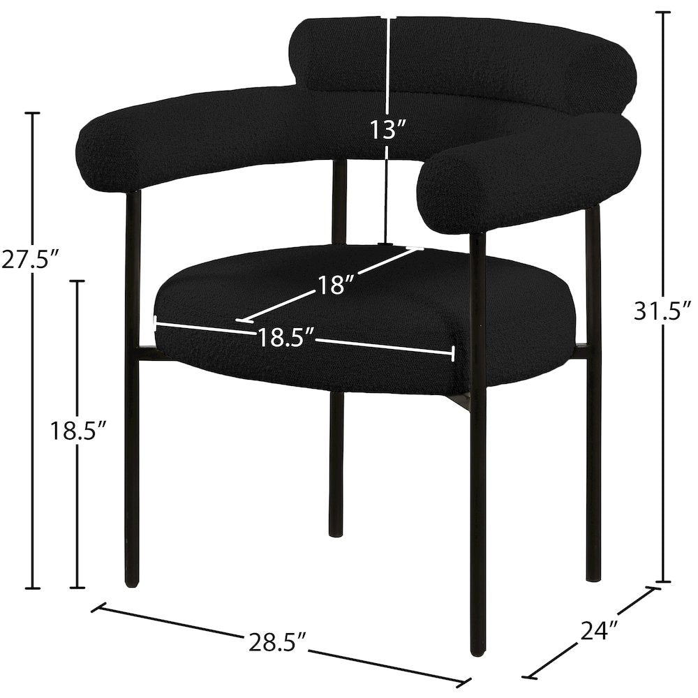 Blake Black Boucle Fabric Dining Chair, Set of 2